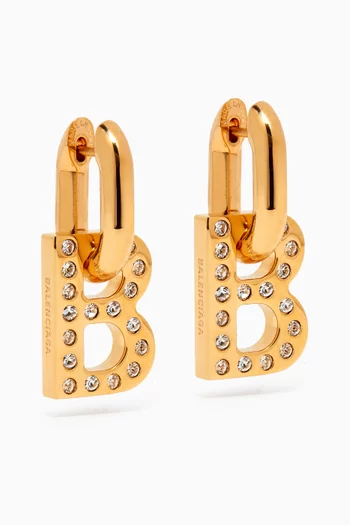 B Chain XS Rhinestones Earrings in Brass