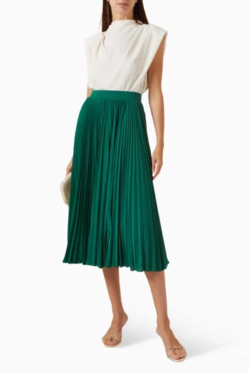 Albina Pleated Midi Skirt in Viscose-jersey