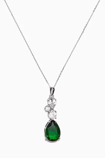 Pear-shaped Crystal Drop Necklace in Sterling Silver