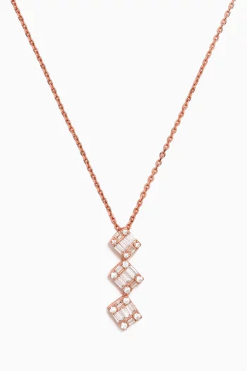 Triple Row Baguette Crystal Necklace in Sterling Silver