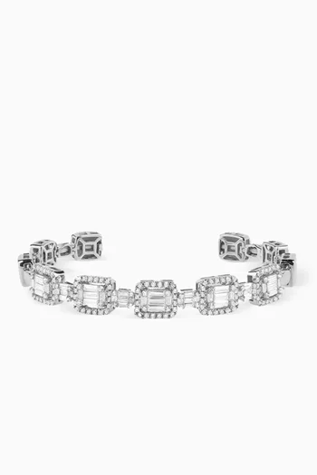 Baguette-cut Crystal Cuff Bracelet in Sterling Silver