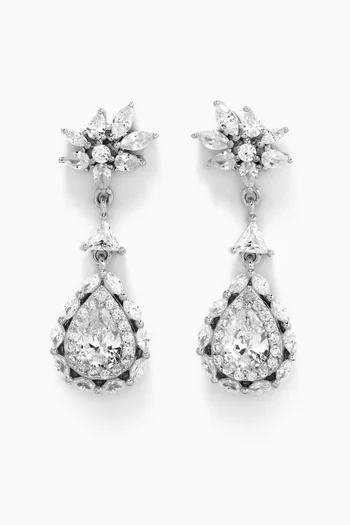Crystal Pendant Drop Earrings in Sterling Silver