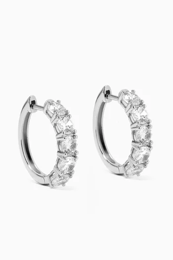 Small Crystal Hoop Earrings in Sterling Silver