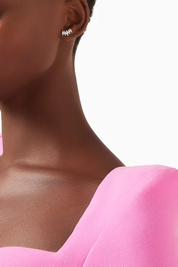 Small Cuff Crystal Stud Earrings in Sterling Silver