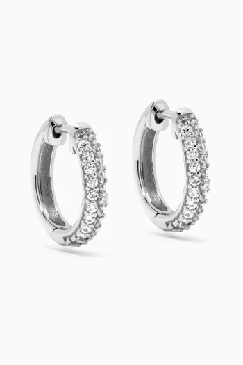 Small Crystal Pavé Hoop Earrings in Sterling Silver