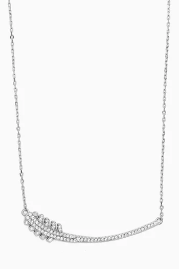 Wide Leaf Crystal Necklace in Sterling Silver