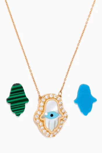 Heba Diamond & Multi-stone Pendant Necklace in 18kt Gold