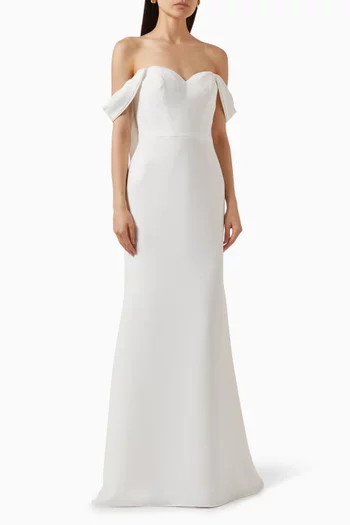 Aubrey Off-shoulder Wedding Gown in Crepe