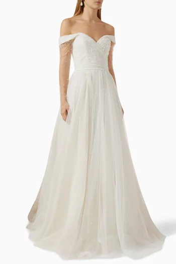 Ida Flared Wedding Gown in Glittered-tulle