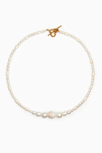 Simple Pearl Necklace in Gold-plated Metal