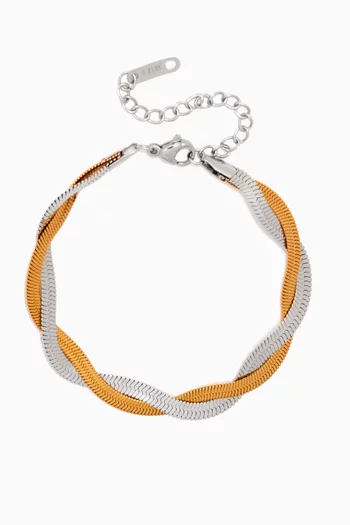 Raia Two-tone Ripple Bracelet in 18kt Gold-plated Stainless Steel