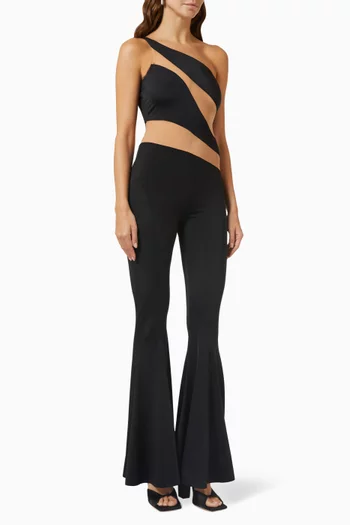 Snake Mesh Fishtail Jumpsuit in Nylon Lycra