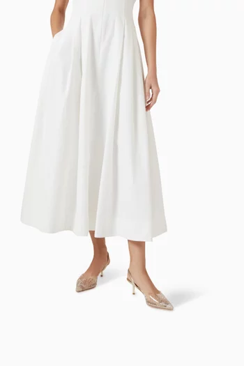 Flavie 55 Crystal Slingback Pumps in PVC & Metallic Leather