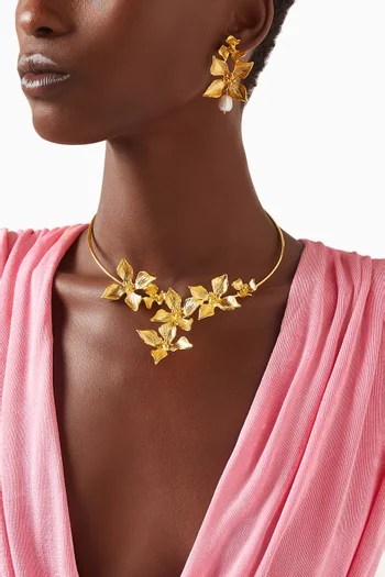 Blossom Collar Necklace in 24kt Gold-plated Brass