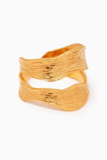 Embossed Botanica Ring in 24kt Gold-plated Brass