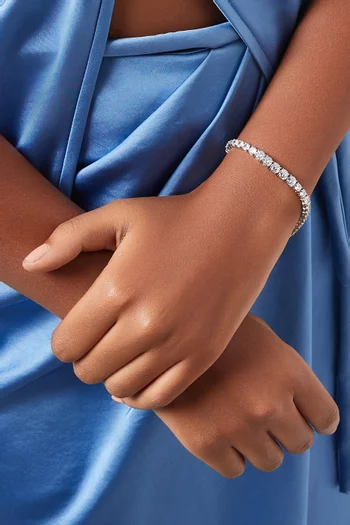 CZ Round-cut Tennis Bracelet in Rhodium-plated Brass