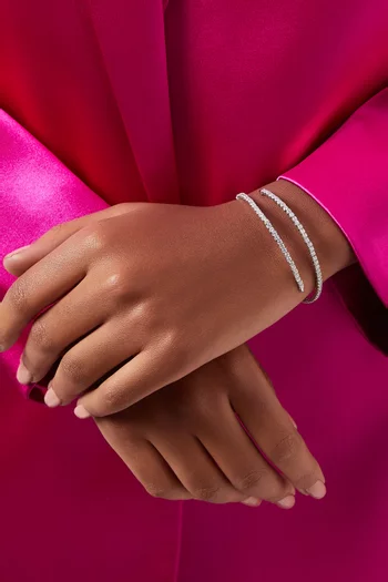 CZ Pavé Coil Open Bracelet in Rhodium-plated Brass