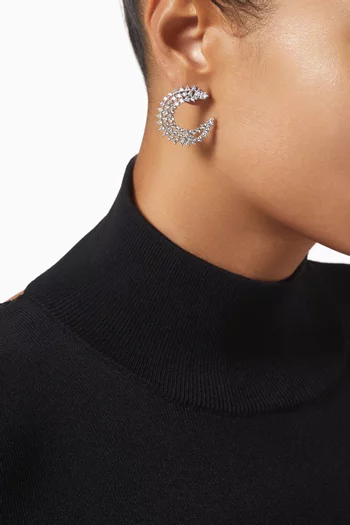 C-shape Statement Earrings in Rhodium-plated Brass