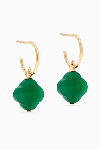 Friandise Clover Agate Drop Earrings in 18kt Gold