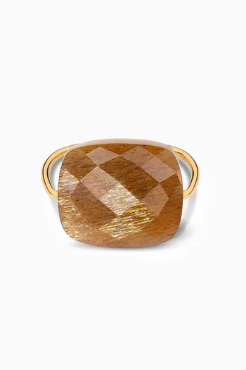 Friandise Cushion Sunstone Ring in 18kt Gold