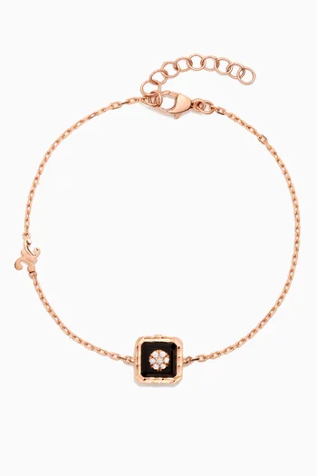 Saint-Petersbourg Onyx & Diamond Bracelet in 18kt Rose Gold