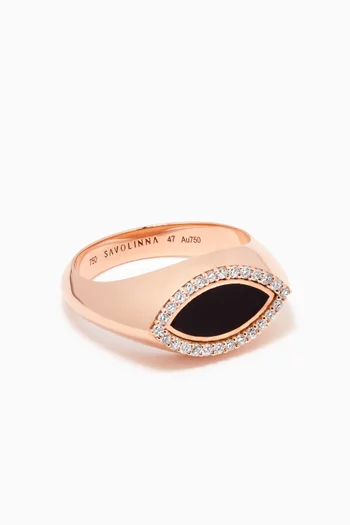 Marquise Diamond Signet Ring in 18kt Rose Gold