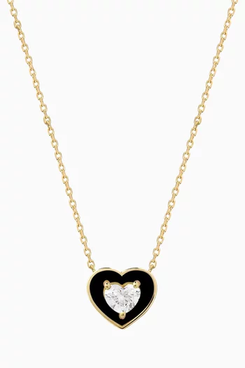 Mini Heart-shaped Diamond Necklace in 18kt Yellow Gold