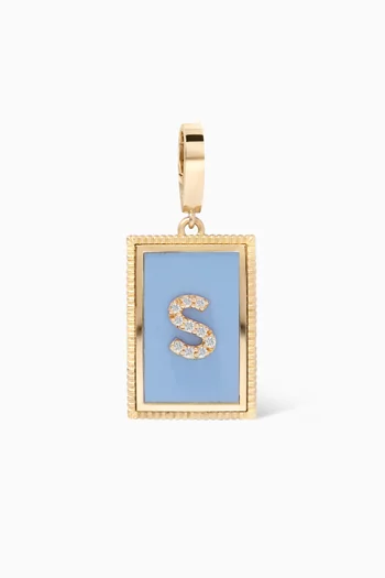 A2Z "S" Letter Tag Diamond Charm Pendant in 18kt Yellow Gold