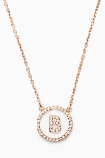 A2Z "B" Letter Diamond Crystal Necklace in 18kt Rose Gold