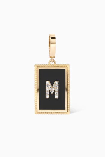A2Z "M" Letter Tag Diamond Charm Pendant in 18kt Yellow Gold