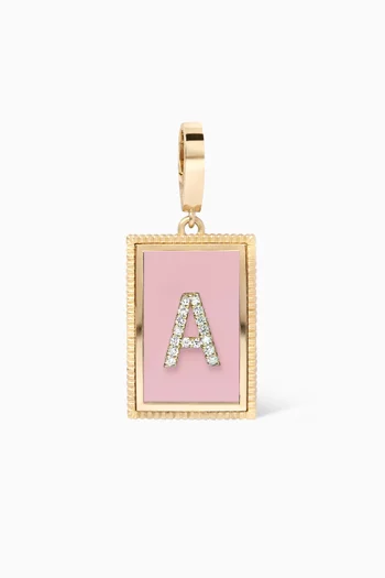 A2Z "A" Letter Tag Diamond Charm Pendant in 18kt Yellow Gold