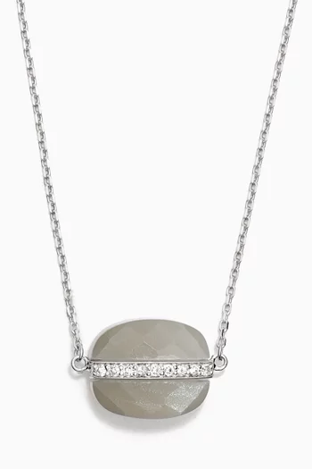 Aurore Moonstone & Diamonds Necklace in 18kt White Gold