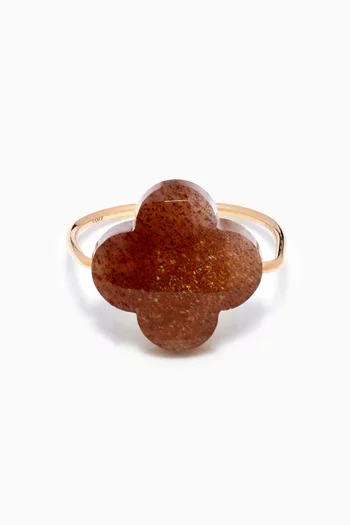 Friandise Clover Sunstone Ring in 18kt Gold