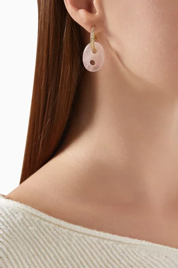 Quartz Infinity Hoop Single Earring in 18kt Gold-plated Brass