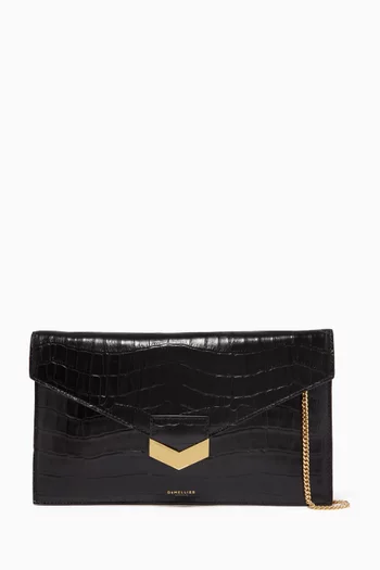 London Clutch in Croc-embossed Leather