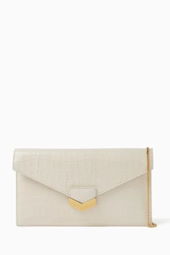 London Clutch in Croc-embossed Leather