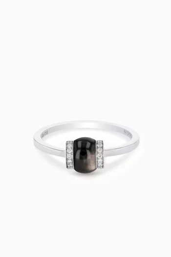 Cerith Diamond & Mother of Pearl Ring in 18kt White Gold