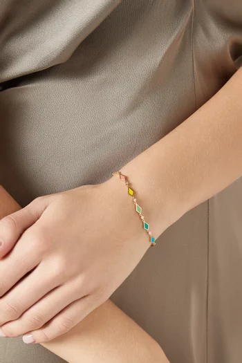 Mosaic Diamond & Enamel Bracelet in 18kt Yellow Gold