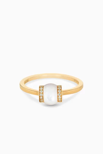 Single Cerith Diamond & Mother of Pearl Ring in 18kt Gold