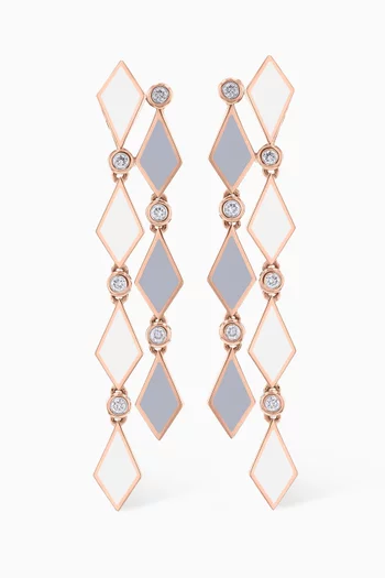 Mosaic Diamond & Enamel Drop Earrings in 18kt Rose Gold