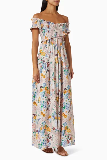 فستان فريدريك طويل بنقشة زهور قطن