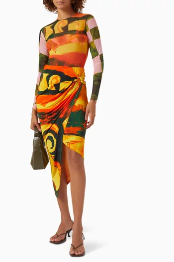 Coastline Gathered Midi Skirt