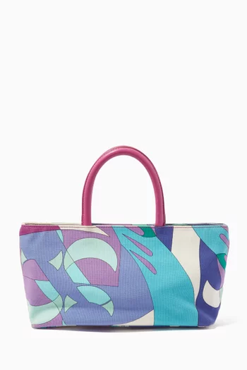 Abstract-print Shoulder Bag in Canvas