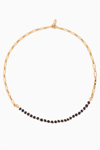 Orbit & Biography Black Spinel Star Set Necklace in 18kt Gold Vermeil