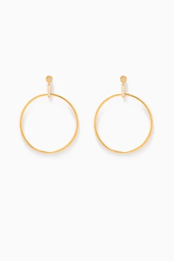Polaris White Sapphire Front Facing Hoops in 18kt Yellow Gold Vermeil