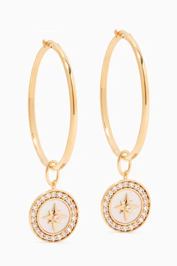 Large Polaris Mother-of-Pearl Drop Hoops in 18kt Gold Vermeil