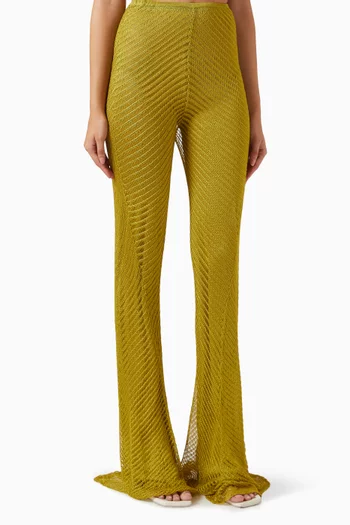 Moire Flared-leg Pants in Rayon-knit