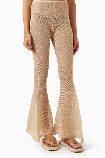 Moire Sheer Flared-leg Pants in Rayon-knit
