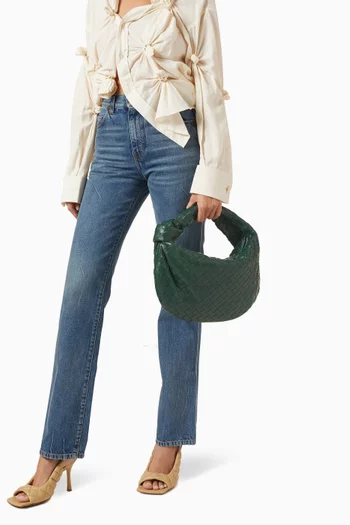 حقيبة تين جودي جلد مجعد لامع بتصميم مجدول