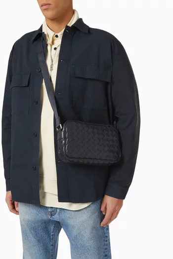 Small Camera Bag in Intrecciato Leather